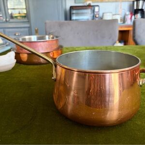 Copper Saucepan with Long Handle - Copper Finish